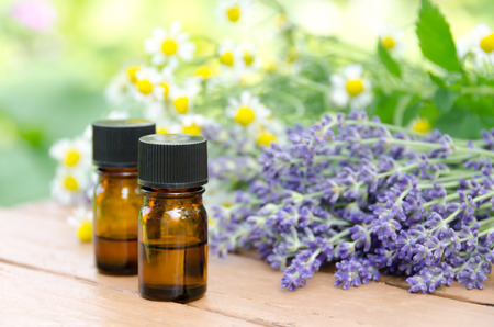 essential oils with lavender and chamomile Фото со стока