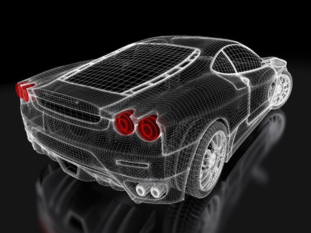 黒い背景にスポーツ車モデル 3 D レンダリングされたイメージ の写真素材 画像素材 Image