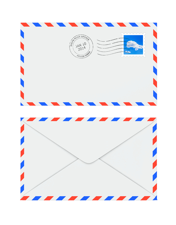 Isolated Mail Letter Envelopes With Postage Stamp And Postmark Isolated Mail Letter Envelopes With Postage Stamp And Postmark