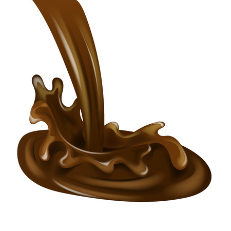 飛散や旋回のミルクとチョコレートの液体 3 D のイラストやデジタル絵画 Eps 10 のイラスト素材 ベクタ Image