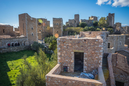 Image of abandoned ghost city of vatio in inner mani on peloponnese in greece Stock Photo
