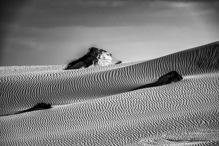 Low sun late afternoon, with sand patterns and textures in the natural park, corralejo, fuerteventura, canary islands, spain.