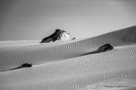 Low sun late afternoon, with sand patterns and textures in the natural park, corralejo, fuerteventura, canary islands, spain.
