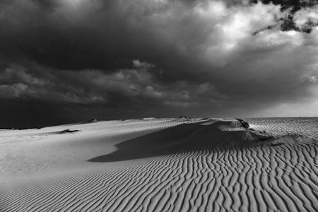 Low sun late afternoon, with sand patterns and textures in the natural park, corralejo, fuerteventura, canary islands, spain.