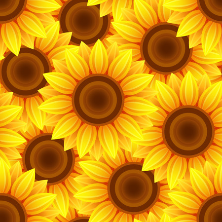Sun flower: Schöne Natur Hintergrund nahtlose Muster gelb, orange mit Sonnenblumen. Floral helle nahtlose Muster mit Sommerblumen. Stilvolle romantische trendy. Vektor-Illustration
