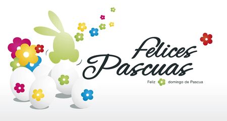 イースターのバニー イースターエッグ ハッピー イースター スペイン語 のイラスト素材 ベクタ Image