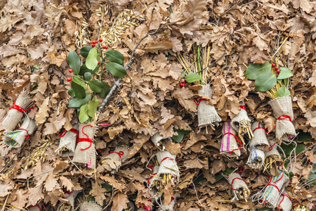 stock photo pile of badnjak on the market yule log mistletoe fir branches wheat serbian christmas - When Is Serbian Christmas stock photo pile of badnjak on the market yule log mistletoe fir branches wheat serbian christmas - When Is Serbian Christmas