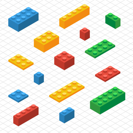Do your self set of lego blocks in isometric view. diy vector image.