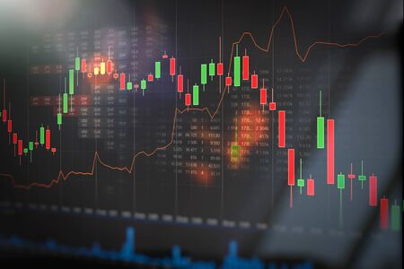 Stock market trading graph, investment candlestick chart. Financial investment background concept - 126256500