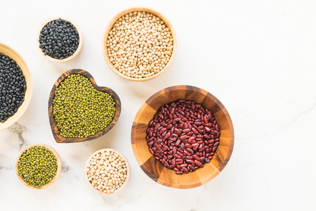 Mixed beans with kidney mung black and Soy Bean - Healthy and Nutrition food concept style Stockfoto