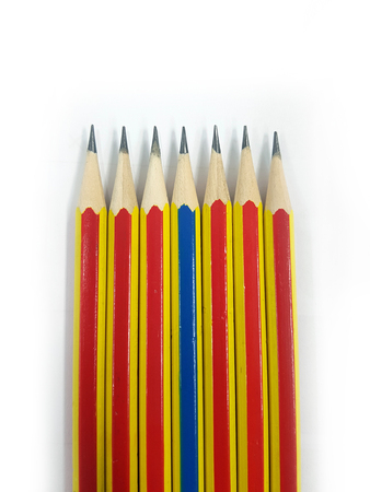 pencils isolated on white paper two different colored pencils