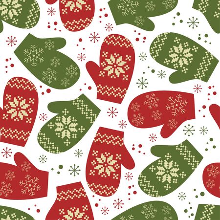 christmas seamless pattern mittens with winter traditional christmas mitten pattern