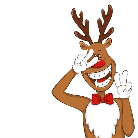 Illustration with cartoon Christmas deer. It's greet you and congratulate you on Christmas. Vector for you design. Isolated. - 89948966