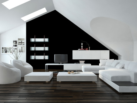 Moderne Wohnung Wohnzimmer Innenraum Mit Einem Lila Akzent Wand Und ... Moderne Wohnung Wohnzimmer Innenraum Mit Einem Lila Akzent Wand Und ...