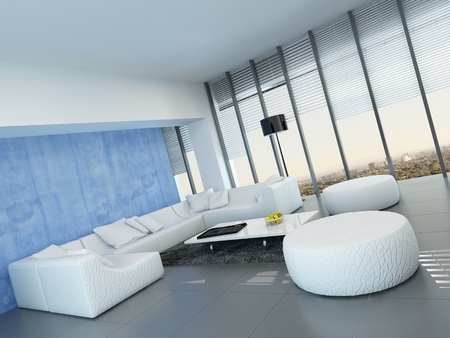Gris, azul y blanco de la sala decoración interior contemporáneo ...