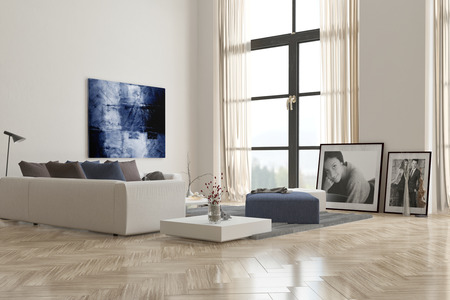 Interiore del salone con pavimento in parquet a spina di pesce e ... Saloni con parquet