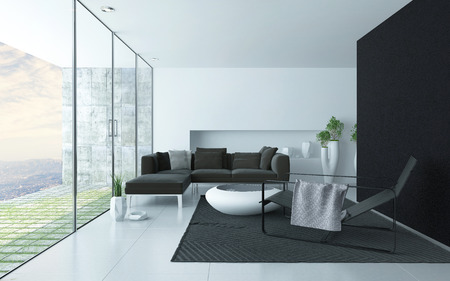 Elegante Schwarzweiss-Architektur Wohnzimmer Design Mit ... Elegante Schwarzweiss-Architektur Wohnzimmer Design Mit ...