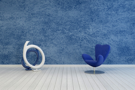 Decoración minimalista salón azul e interior con una textura à ...