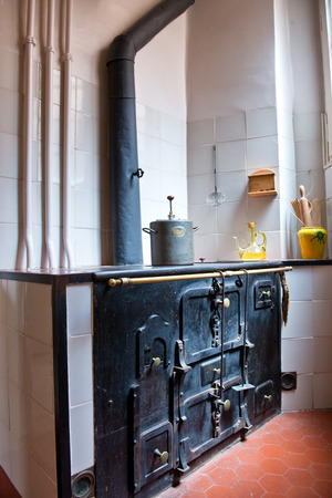 Kitchen inside casa mila decorated in retro style la perdera interior barcelona spain