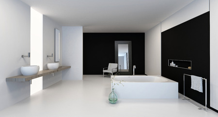 Minimalist modernen schwarz weiß badezimmer interieur mit einem