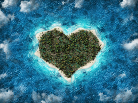 ハート形の島で青い海での空撮 3 D レンダリング の写真素材 画像素材 Image ハート形の島で青い海での空撮 3 D レンダリング の写真素材 画像素材 Image