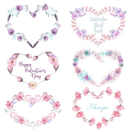 Illustration Kranz Mit Aquarell Herz Von Rosa Und Lila Blumen Hand Auf Einem Weissen Hintergrund Einladung Grusskarte Hochzeit Design Gezeichnet Lizenzfreie Fotos Bilder Und Stock Fotografie Image 72184042