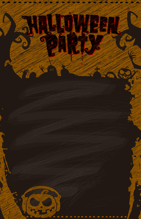 halloween party chalkboard menu or invitation copy space for halloween party menu