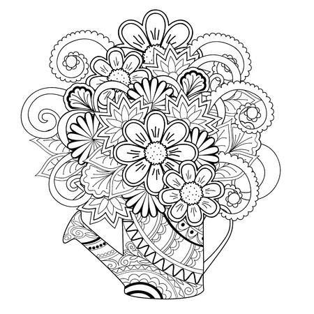 Illustration Of Decorative Round Frame With Peony Rose Flower