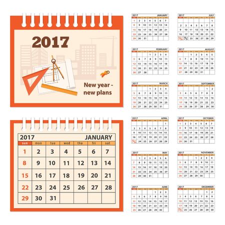 62063203 business calendar for desk on 2017 year set of the 12 month isolated pages with image on the cover week starts on sunday eps 10