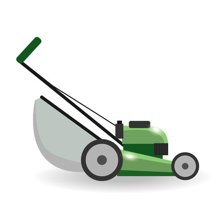 Lawn mower machine icon technology equipment tool, gardening grass-cutter - vector stock. Vector Illustration