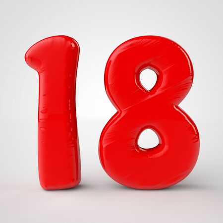 3d red number 18 over white background 3d render illustration stock photo picture and royalty free image image 71499272