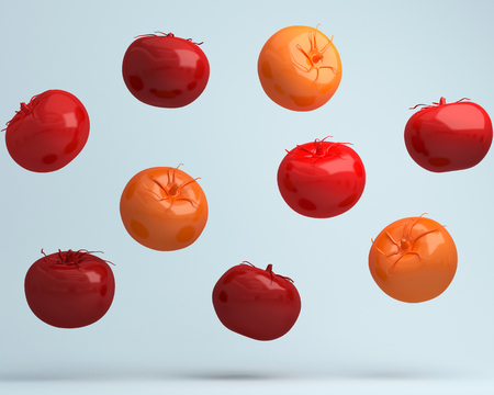 創造的な概念 青のパステル調の背景に赤いトマトが重なります イラストやグラフィック デザインや Web サイトに使用されます 最小限のコンセプトです の写真素材 画像素材 Image 7093