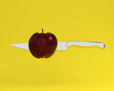 赤い模様の背景に時計の形の白い丸皿の上のリンゴ 創作料理のアイデアは 広告マーケティング コミュニケーションおよびウェブサイト内で作品を制作します 最小限の食べ物アイデア コンセプト の写真素材 画像素材 Image