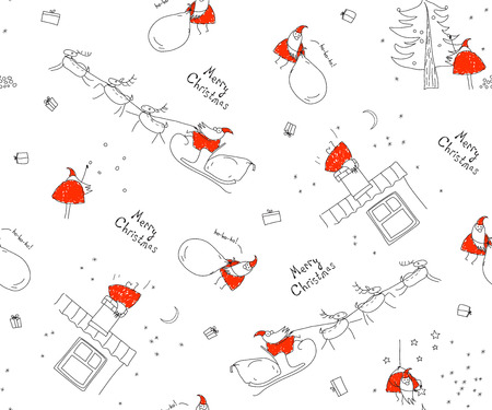 seamless pattern merry christmas santa claus sleigh reindeer sleigh and reindeer pattern