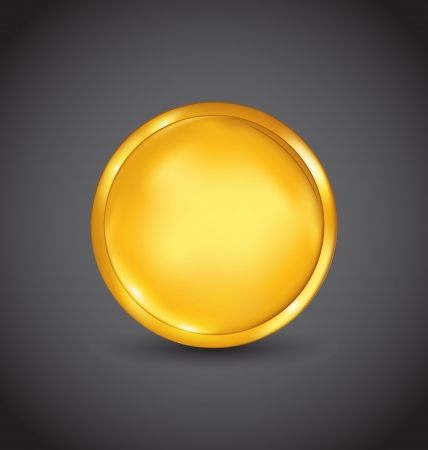 Gold coin: Minh họa xu vàng với bóng trên nền tối - vector