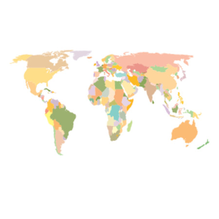 world map colored africa america asia europe oceania stock vector