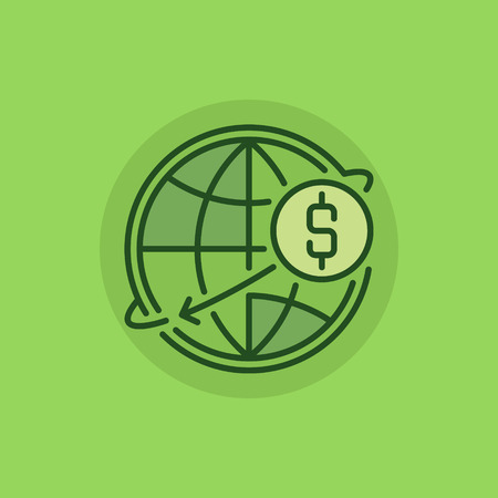 Transfer money green icon vector international dollar money transfer concept colorful symbol or sign
