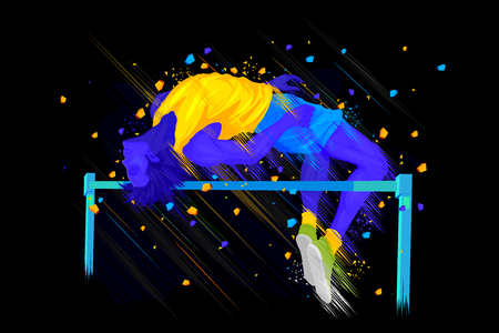 Easy to edit vector illustration of man performing high jump