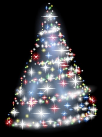 Bright Christmas Tree With Stars Over Black Stock Vector Bright Christmas Tree With Stars Over Black Stock Vector