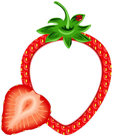Strawberry photo frame Stock Photo