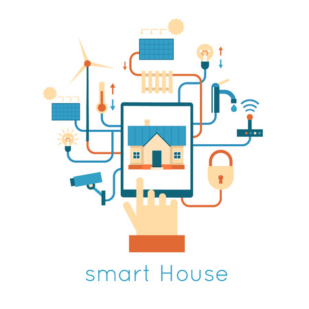 home heating smart house control of the house with the tablet flat design vector - Home Heating Design home heating smart house control of the house with the tablet flat design vector - Home Heating Design