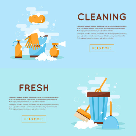 春の大掃除 青色の背景を提供します 石鹸の泡と掃除のツールのイラスト素材 ベクタ Image