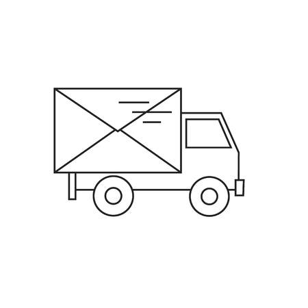 トラックは 手紙 電子メールを運びます 郵便車 フラットなデザイン イラスト のイラスト素材 ベクタ Image