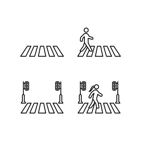 Pedestrian cross, zebra cross icon logo design vector template illustration