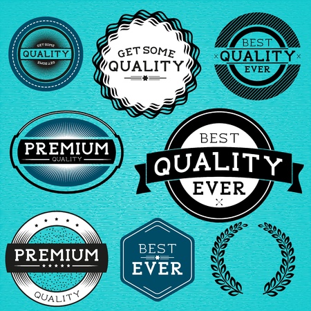 Retro labels grouped and layered Stock Photo