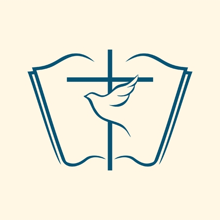 Dove and cross on an open bible