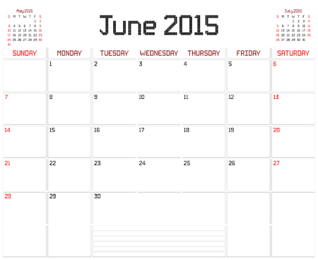 a monthly planner calendar for june 2015 on white a square pixel weekly calendar june 2015