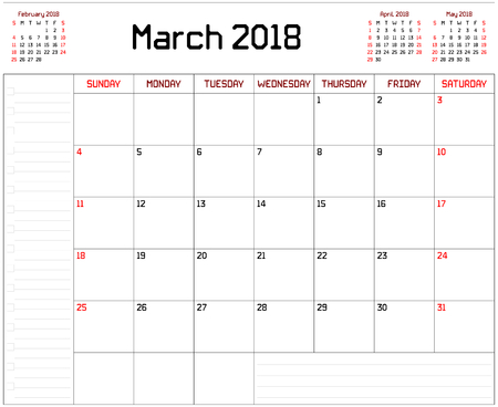 monthly calendar with lines