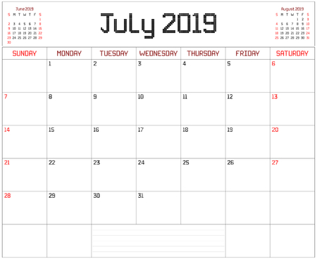 year 2019 july planner a monthly planner calendar for july year month calendar