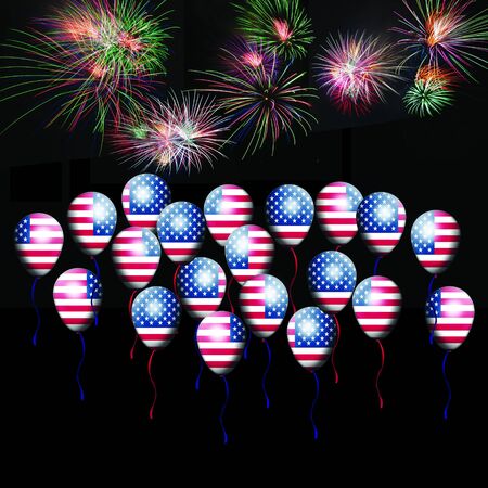 独立記念日 アメリカの国旗と自由の女神像と 7 月の第 4 回 の写真素材 画像素材 Image